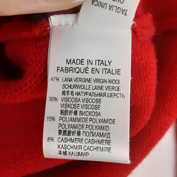 Flora Fedi Wool Cashmere Tunic Sweater Red Ribbon Cherry Red OS Made in Italy - Picture 7 of 10